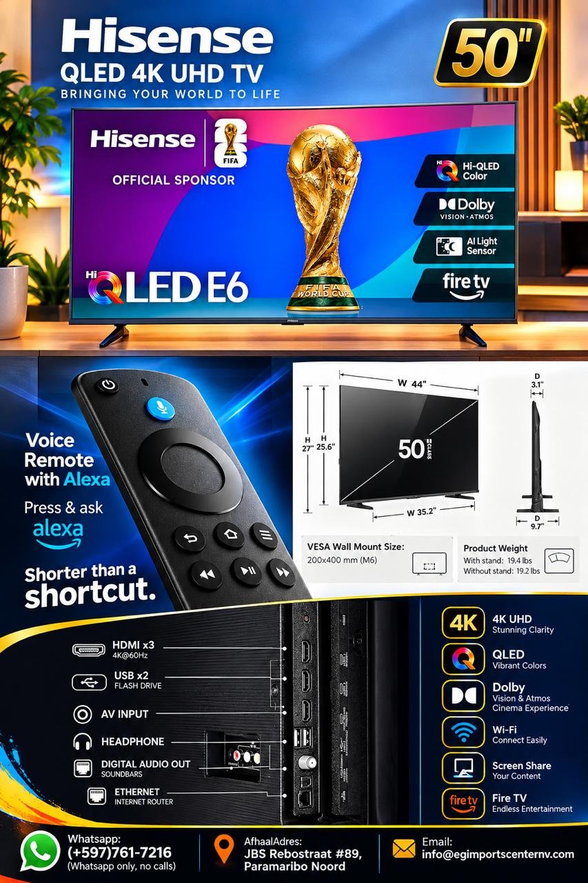 HISENSE 50''E6 CINEMA SERIES HI-QLED 4K UHD SMART FIRE TV